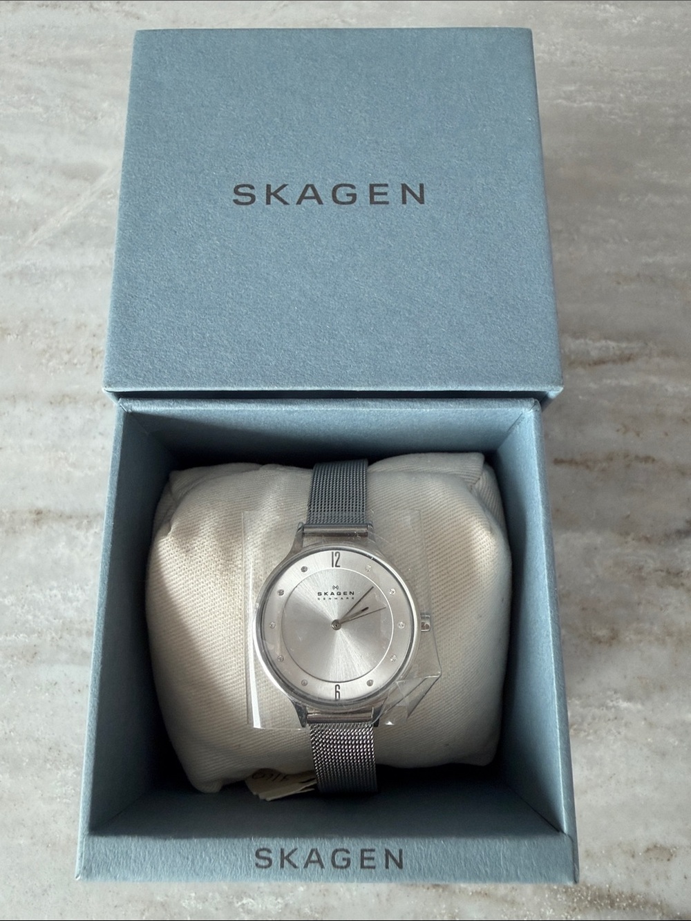 Skagen Anita Lille Silver-Tone Mesh Strap Watch with Silver Dial *Brand New*